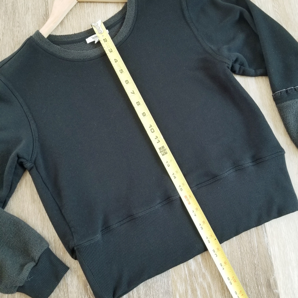 Splendid Black Long Sleeve Pullover Sweatshirt Ribbed Waistband Lounge Wear EUC - Picture 5 of 12